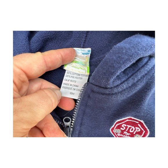 Y2K Sesame Street Beginnings Fleece Hoodie Vest Navy Blue "Stop for Cookies" Pat - Picture 7 of 7